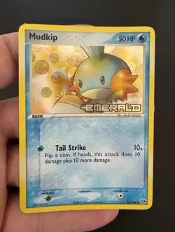 Pokemon Mudkip 50 HP Holo Rare EX Emerald 56/106 Basic Nintendo 2005 Card - Image 1