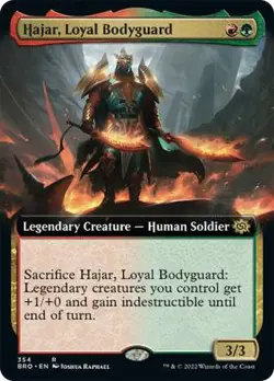 MTG Hajar, Loyal Bodyguard - Foil - Extended Art, The Brothers' War, Moderately - Image 1