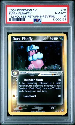2004 POKEMON EX TEAM ROCKET RETURNS DARK FLAAFFY #33 REVERSE PSA 8 NM #113050121 - Image 1