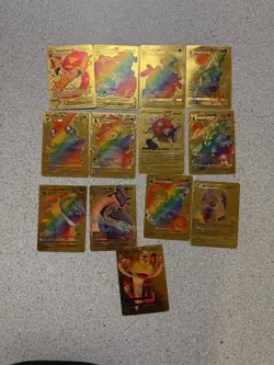 LOT OF 13 Gold Foil Card Lot VMAX GX EX Rare Holo Pokemon. SNORLAX , FAN ART - Image 1