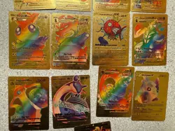 LOT OF 13 Gold Foil Card Lot VMAX GX EX Rare Holo Pokemon. SNORLAX , FAN ART - Image 3