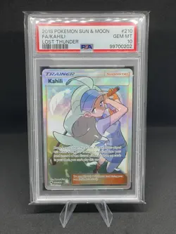 2018 KAHILI FULL ART POKEMON SUN & MOON LOST THUNDER #210 GEM MINT PSA 10 - Image 1