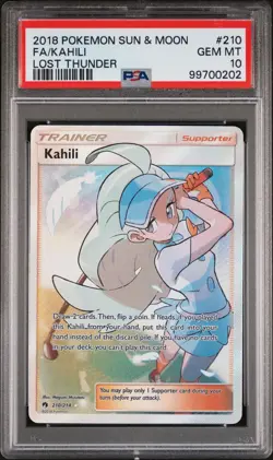 2018 KAHILI FULL ART POKEMON SUN & MOON LOST THUNDER #210 GEM MINT PSA 10 - Image 3