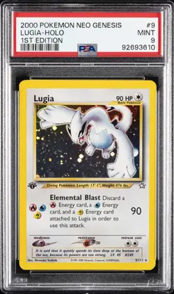2000 POKEMON NEO GENESIS 1ST ED #9 LUGIA-HOLO PSA 9 - Image 1