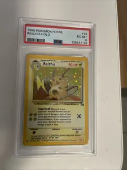 1999 Pokemon TCG Raichu Fossil Holo PSA 6 - Image 1