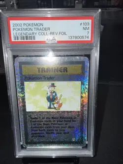 2002 POKEMON LEGENDARY COLLECTION #103 POKEMON TRADER-REVERSE FOIL PSA 7 - Image 1