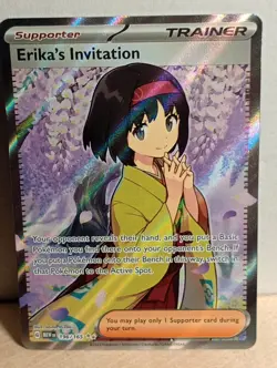 Pokemon Erika's Invitation Trainer Full Art Holo Ultra Rare 196/165 English - Image 2