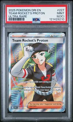 2025 POKEMON DRI EN-DESTINED RIVALS ULTRA RARE TEAM ROCKET'S PROTON PSA 9 OC - Image 1