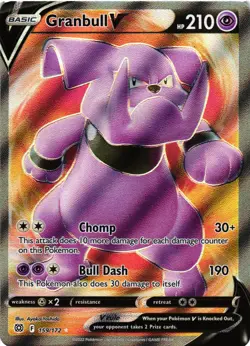 Pokemon TCG Granbull V (Full Art) Ultra Rare SWSH09: Brilliant Stars 159/172 NM - Image 1