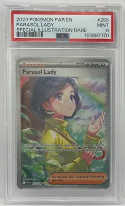 PSA 9 Parasol Lady Special Illustration Rare 255/182 Paradox Rift Pokemon TCG - Image 1