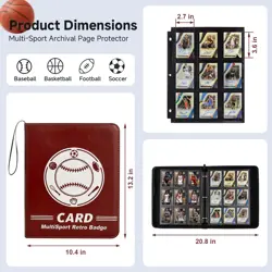 Sports Card Binder 720 Cards, Trading Card Binder 9 Pocket, Side Loading Spor... - Image 2