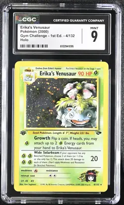 CGC 9 MINT Erika's Venusaur Gym Challenge 1st Edition 4/132 Holo Pokemon Card - Image 1