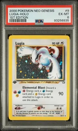 2000 POKEMON NEO GENESIS 1ST ED #9 LUGIA-HOLO PSA 6 - Image 1