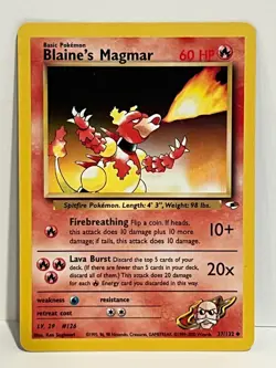 Vintage 2000 Pokemon TCG Gym Heroes BLAINE'S MAGMAR 37/132 LP Eng. Unlimited - Image 1