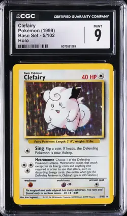 1999 POKEMON BASE SET HOLO #5 CLEFAIRY CGC 9 - Image 1