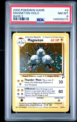 2000 POKEMON BASE SET 2 #9 MAGNETON-HOLO PSA 8 - Image 1