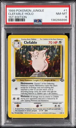 1999 POKEMON JUNGLE 1ST ED #1 CLEFABLE-HOLO PSA 8 - Image 1