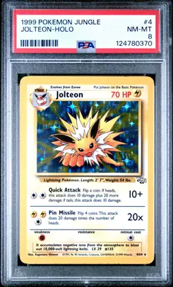 1999 POKEMON JUNGLE #4 JOLTEON-HOLO PSA 8 - Image 1