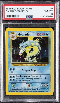 1999 POKEMON BASE SET UNLIMITED #6 GYARADOS-HOLO PSA 8 - Image 1
