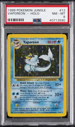 1999 POKEMON JUNGLE #12 VAPOREON-HOLO PSA 8 - Image 1