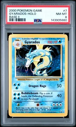 2000 POKEMON BASE SET 2 #7 GYARADOS-HOLO PSA 8 - Image 1