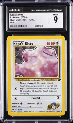 2000 POKEMON GYM CHALLENGE HOLO #10 KOGA'S DITTO CGC 9 - Image 1