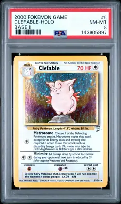 2000 POKEMON BASE SET 2 #5 CLEFABLE-HOLO PSA 8 - Image 1