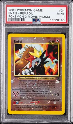 2001 POKEMON GAME MOVIE POKEMON 3 MOVIE PROMO #34 ENTEI-REVERSE FOIL PSA 9 - Image 1