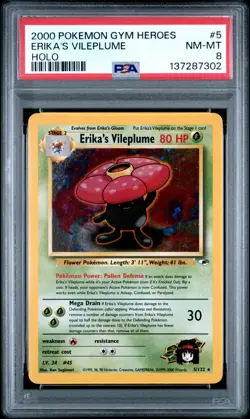 2000 POKEMON GYM HEROES HOLO #5 ERIKA'S VILEPLUME PSA 8 - Image 1