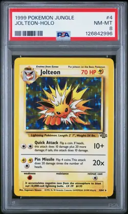 1999 POKEMON JUNGLE #4 JOLTEON-HOLO PSA 8 - Image 1
