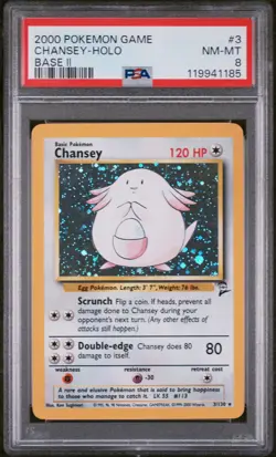 2000 POKEMON BASE SET 2 #3 CHANSEY-HOLO PSA 8 - Image 1