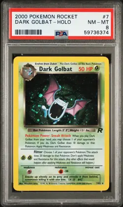 2000 POKEMON ROCKET #7 DARK GOLBAT-HOLO PSA 8 - Image 1