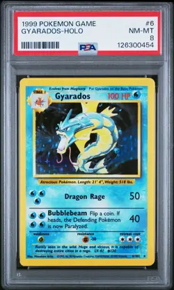 1999 POKEMON BASE SET UNLIMITED #6 GYARADOS-HOLO PSA 8 - Image 1