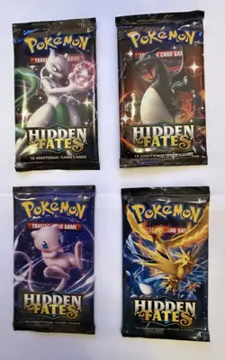 Pokemon TCG Hidden Fates Sealed Booster Pack Lot 4 Art Packs English - Image 1