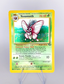 Venomoth Holo Rare 13/64 Jungle Pokemon Card Vintage WOTC MP - Image 1
