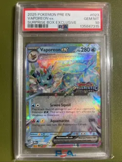 Pokemon TCG Prismatic Evolutions Vaporeon EX 23/131 Stamped PSA 10 - Image 1