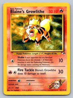 Blaine's Growlithe - Gym Heroes - Uncommon - 35/132 - Pokemon - LP - Image 2