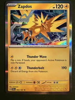 Pokemon TCG Zapdos 65/167 SV6 Twilight Masquerade Holo NM - Image 1