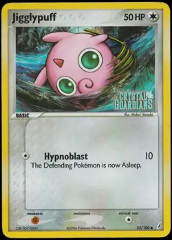Jigglypuff 53/100 Pokemon TCG Crystal Guardians Holo Common Stamped - Image 1