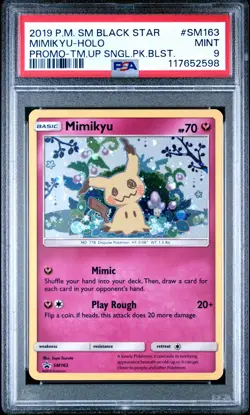 POKEMON TEAM UP SM BLACK STAR PROMO MIMIKYU #SM163 HOLO PSA 9 MINT #117652598 - Image 1