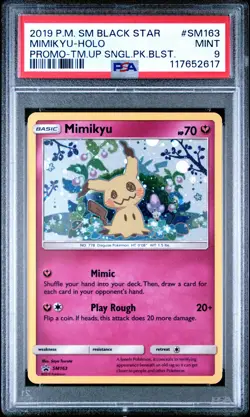 POKEMON TEAM UP SM BLACK STAR PROMO MIMIKYU #SM163 HOLO PSA 9 MINT #117652617 - Image 1