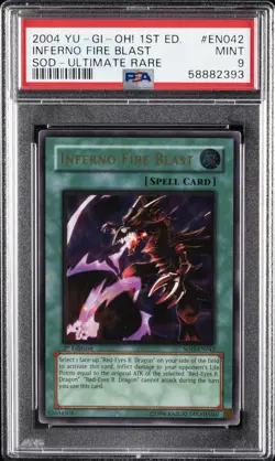 2004 YU-GI-OH! SOD-SOUL OF THE DUELIST #EN042 INFERNO FIRE BLAST PSA 9 - Image 1