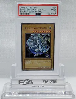 2002 YUGIOH JMP-001 BLUE EYES WHITE DRAGON ULTRA RARE HOLO PSA 9 MINT #65570254 - Image 2