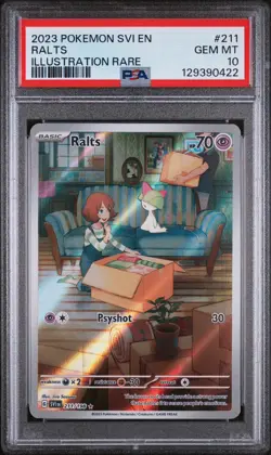 Pokemon TCG Ralts 211/198 Scarlet Violet Illustration Rare PSA 10 GEM MINT - Image 1