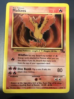 Moltres 27/62 Non Holo Rare Unlimited Fossil Pokemon Card LP/MP - Image 1