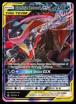 Greninja & Zoroark GX 107/214 Holo Unbroken Bonds Pokemon Card - Image 1