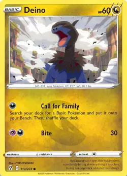 Deino 113/203 SWSH07 Evolving Skies Pokemon 007542 - Image 1