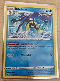 Pokemon TCG Inteleon 043/198 Chilling Reign Holo Rare Card - Image 1