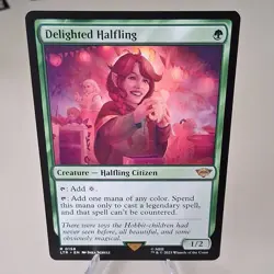 Magic: The Gathering Delighted Halfling LOTR Rare Creature Green 0158 ATK/1 DEF… - Image 1