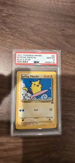 Pokemon Surfing Pikachu Black Star League Promo #28 PSA 10 Gem Mint - Image 1